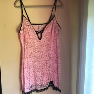 Pink and black lace teddy